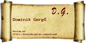 Dominik Gergő névjegykártya