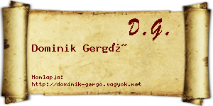 Dominik Gergő névjegykártya